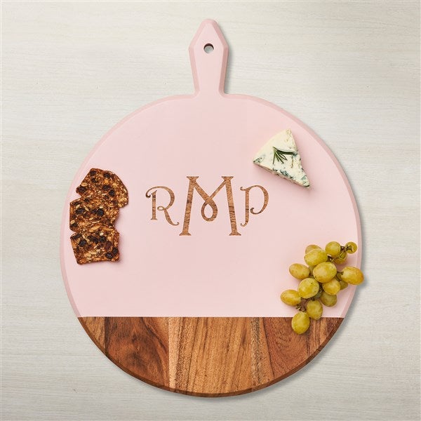 Personalized Acacia Pink Round Board with Handle  - 48613D