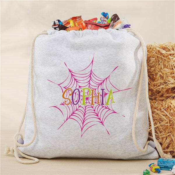 Spider Webs Personalized Halloween Drawstring Bag  - 48623