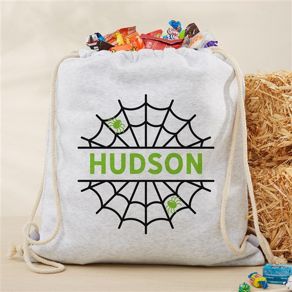 Halloween Spider Web Personalized Drawstring Bag  - 48630