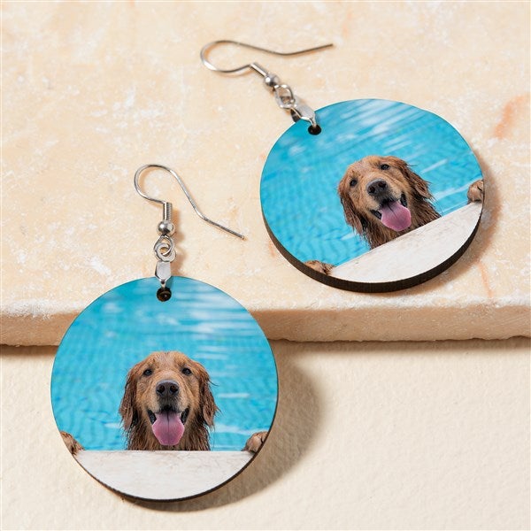 Pet Photo Printed Round Dangle Earrings - 48646