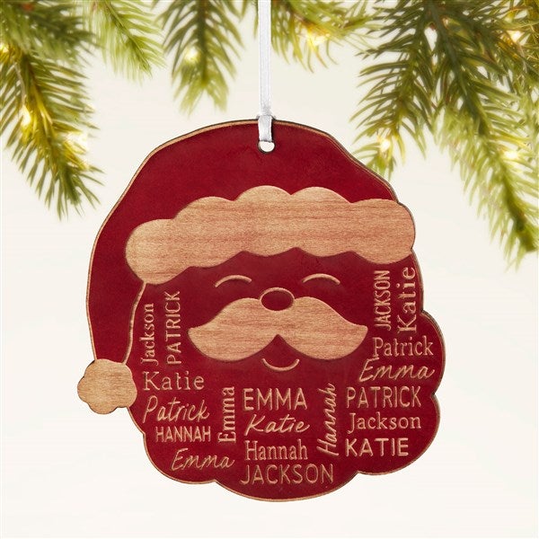 Santa Repeating Name Personalized Wood Ornament - 48686