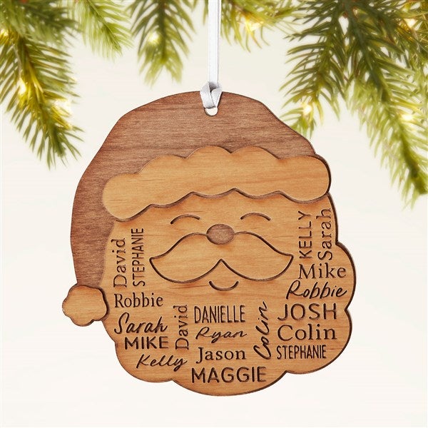 Santa Repeating Name Personalized Wood Ornament - 48686