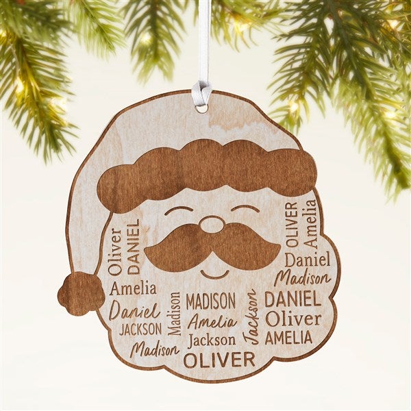 Santa Repeating Name Personalized Wood Ornament - 48686