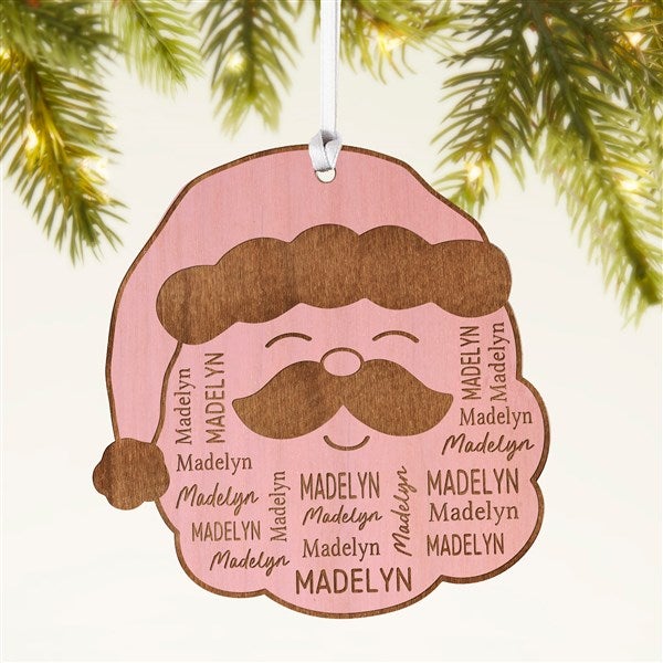 Santa Repeating Name Personalized Wood Ornament - 48686