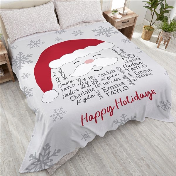 Santa Repeating Name Personalized Christmas Blanket - 48687