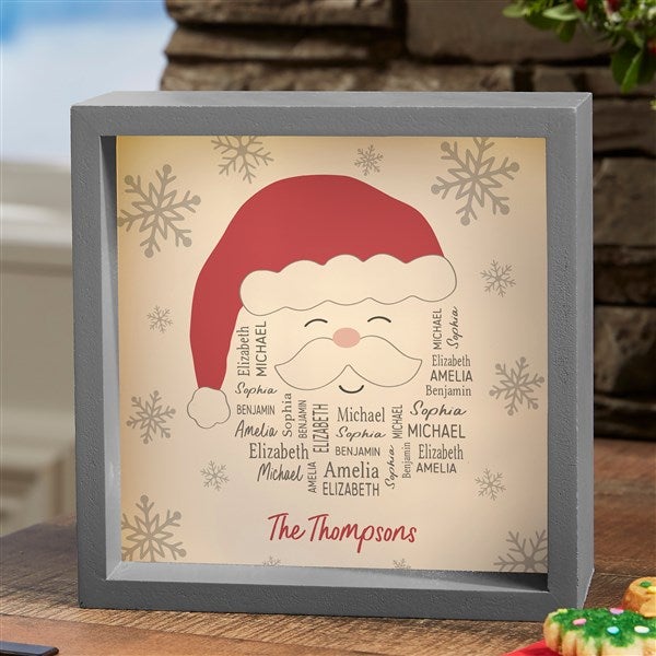 Santa Repeating Name Personalized LED Light Shadow Box - 48689