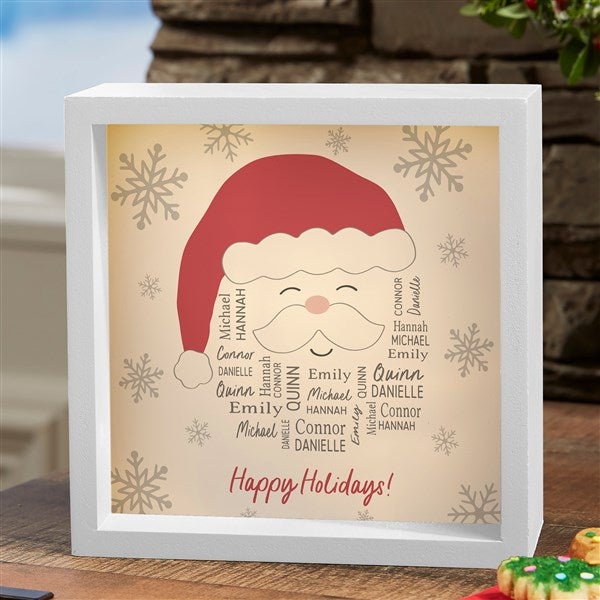 Repeating Name Personalized Santa LED Light Shadow Box  - 48689