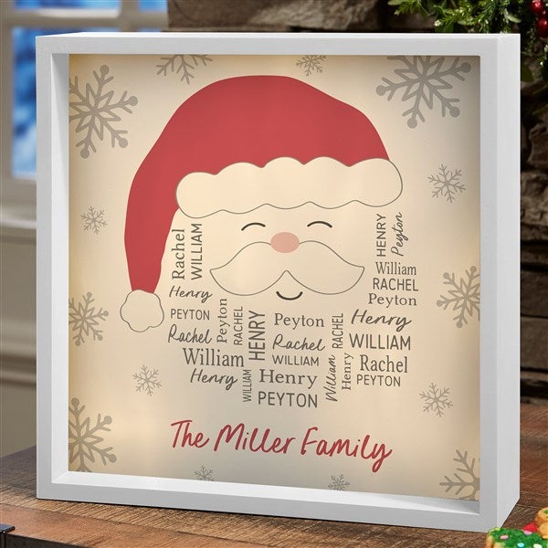 Repeating Name Personalized Santa LED Light Shadow Box  - 48689