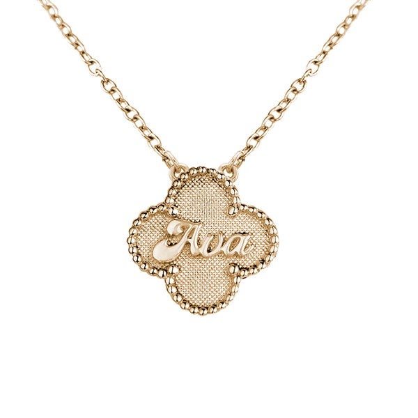 Personalized Clover Name Necklace - 48691D