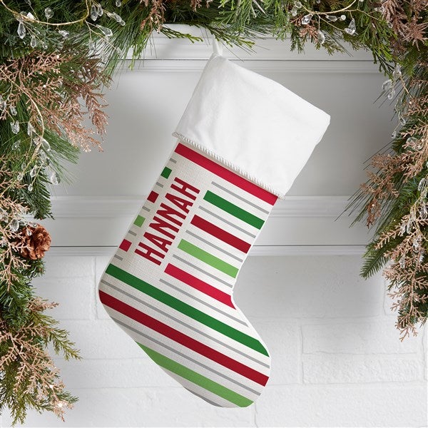 Holiday Stripes Personalized Christmas Stockings - 48703
