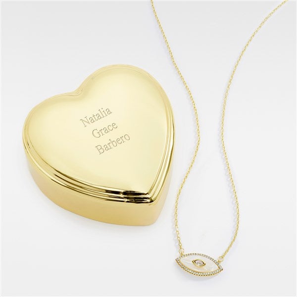 Engraved Heart Box and Demi Fine Evil Eye Necklace Set - 48748