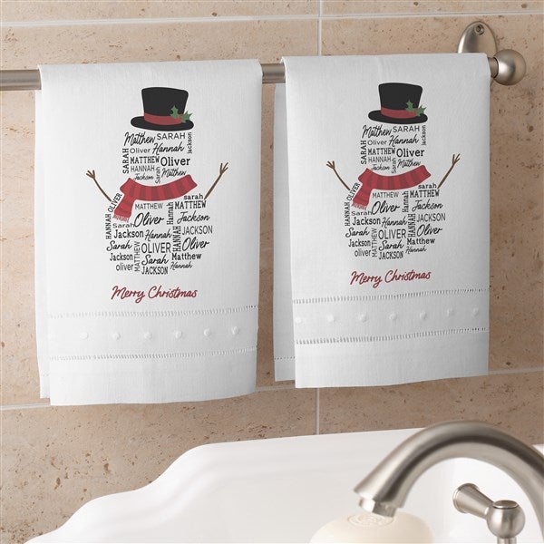 Snowman Repeating Name Personalized Linen Guest Towel Set - 48769