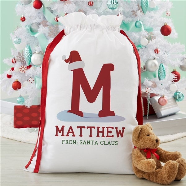 Initially Santa Personalized Canvas Christmas Santa Sack  - 48785