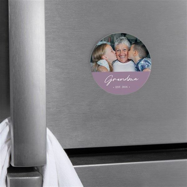 Grandma & Grandpa Established Personalized Metal Round Magnet - 48830