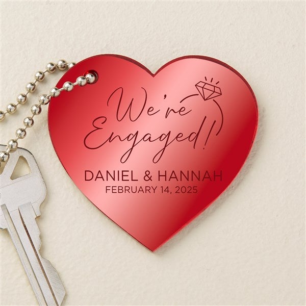 We&#39;re Engaged Personalized Heart Shape Acrylic Keychain - 48852