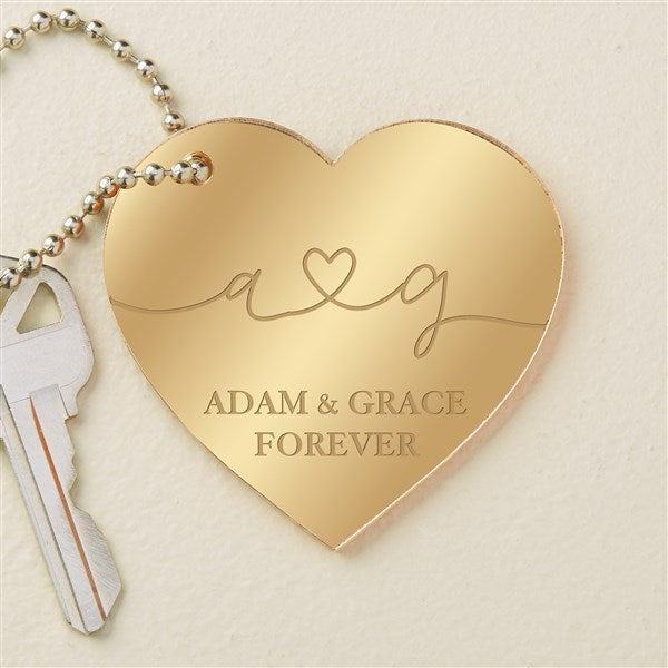 Drawn Together By Love Personalized Heart Keychain  - 48853