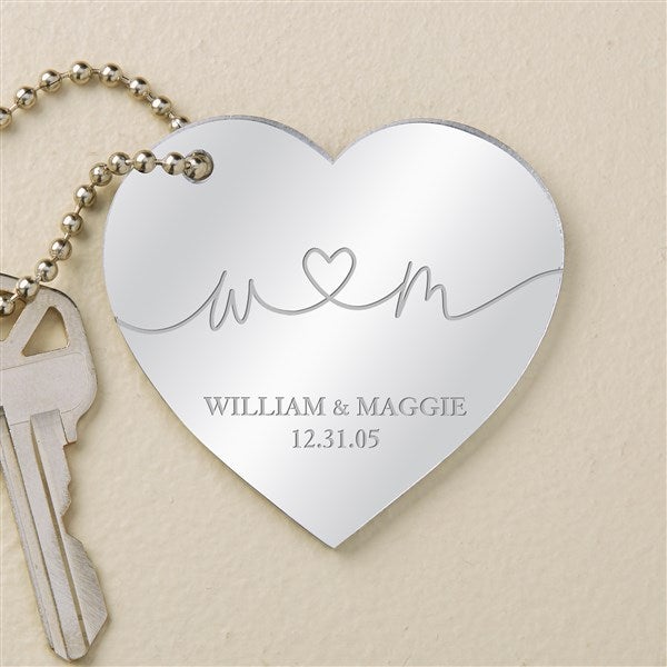 Drawn Together By Love Personalized Heart Keychain  - 48853