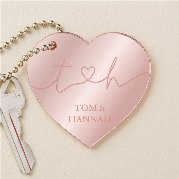 Drawn Together By Love Personalized Heart Keychain  - 48853