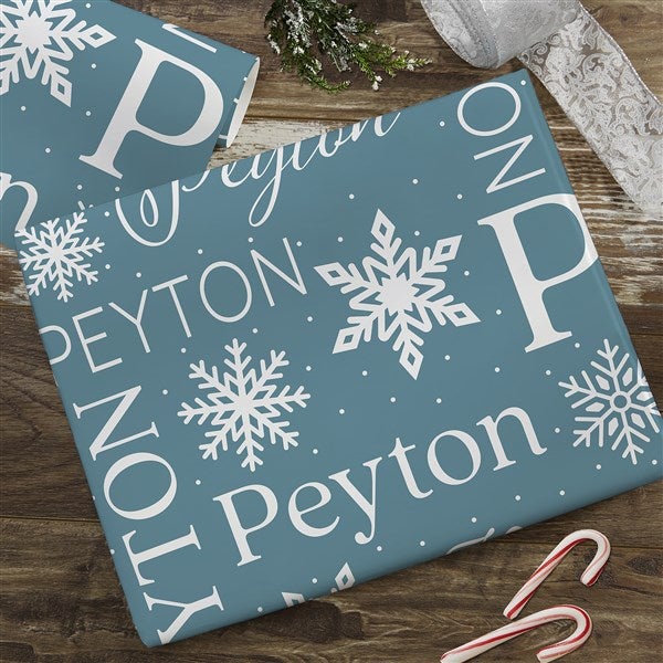 Christmas Snowflake Repeating Name Personalized Wrapping Paper - 48904