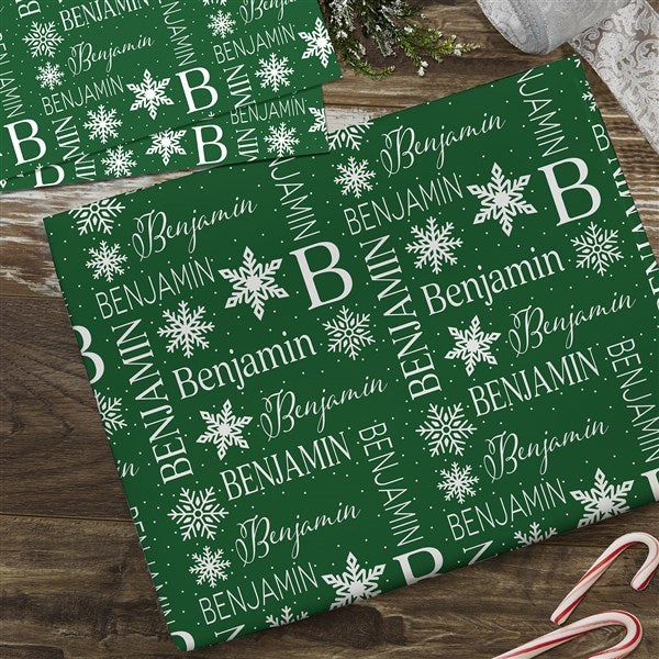 Christmas Snowflake Repeating Name Personalized Wrapping Paper - 48904