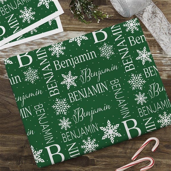 Christmas Snowflake Repeating Name Personalized Wrapping Paper - 48904