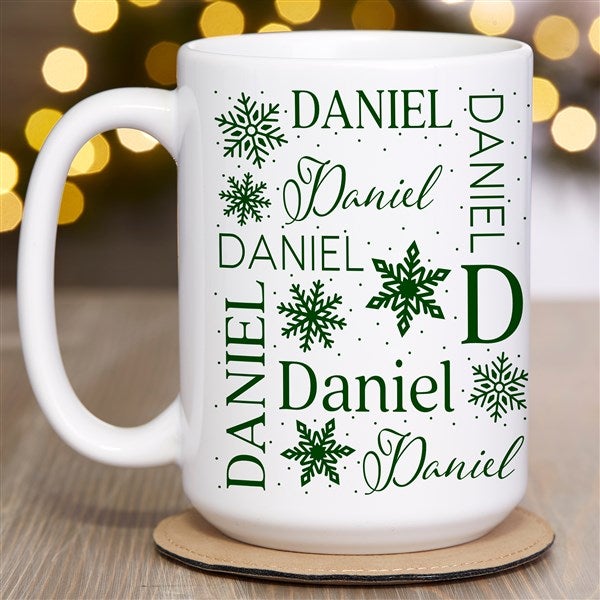 Christmas Snowflake Repeating Name Personalized Coffee Mugs - 48905