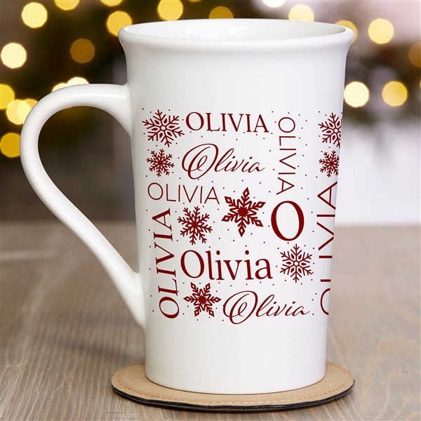 Christmas Snowflake Repeating Name Personalized Coffee Mugs - 48905