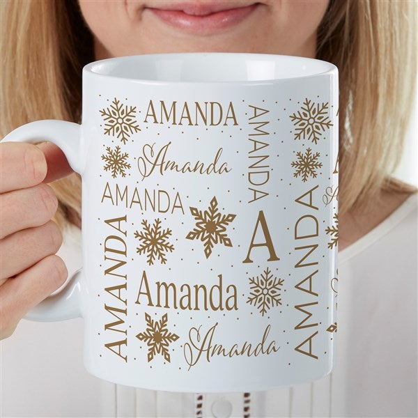 Christmas Snowflake Repeating Name Personalized 30oz. Oversized Coffee Mug  - 48906