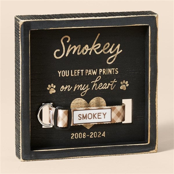 Pet Collar Memorial Personalized Distressed Black Wood Frame Wall Art - 48926