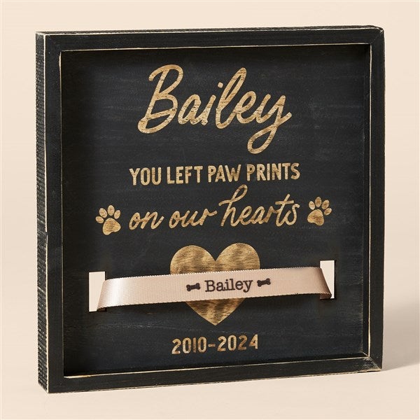 Pet Collar Memorial Personalized Distressed Black Wood Frame Wall Art - 48926