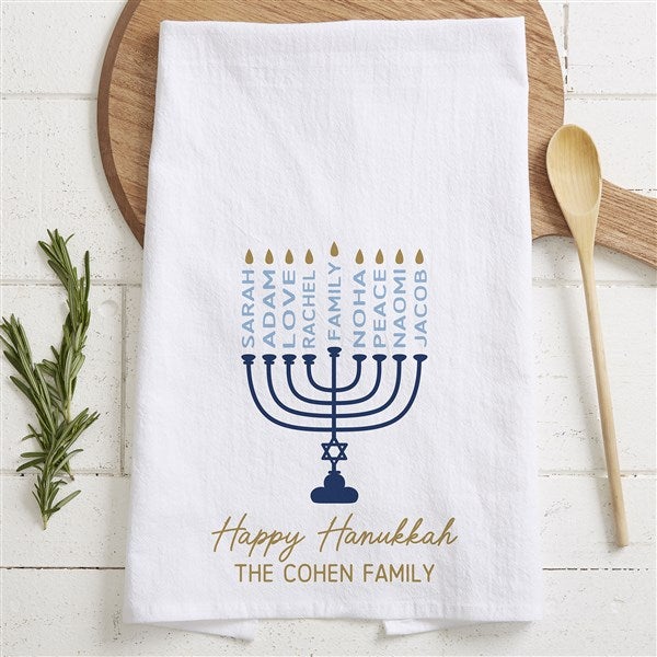 Hanukkah Menorah Personalized Tea Towel - 48933