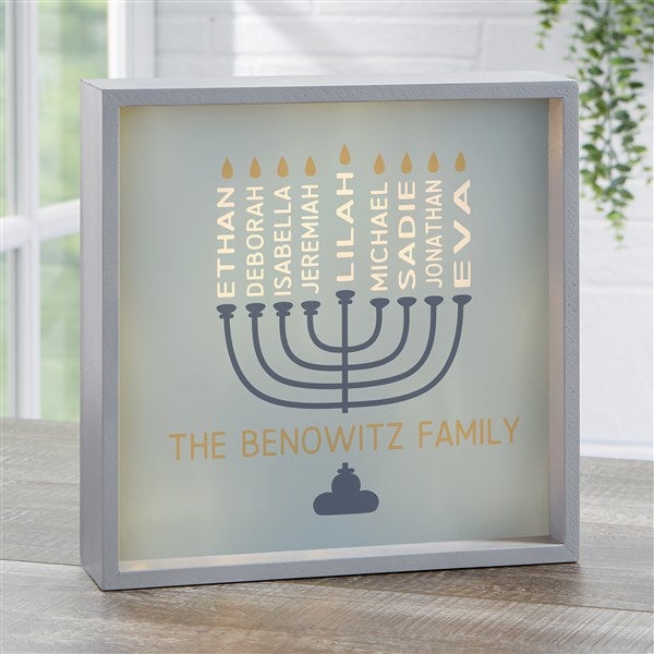 Hanukkah Menorah Personalized LED Light Shadow Box - 48934