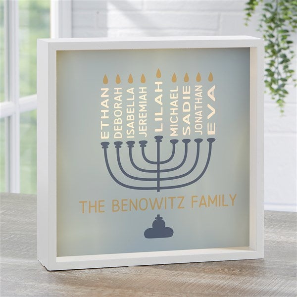 Hanukkah Menorah Personalized LED Light Shadow Box - 48934