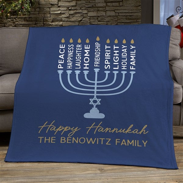 Hanukkah Menorah Personalized Blanket - 48937