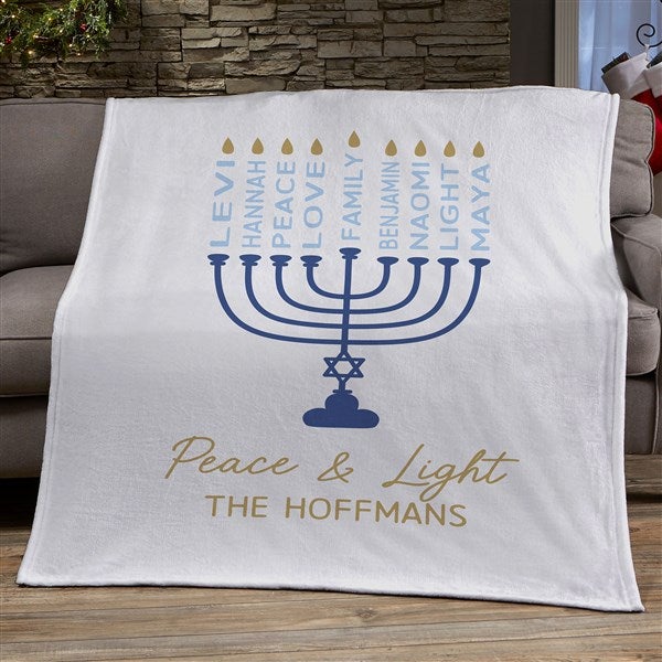 Hanukkah Menorah Personalized Blanket - 48937