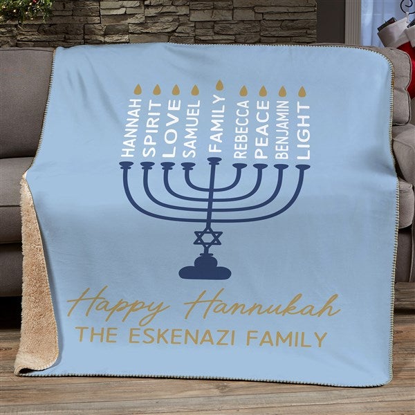 Hanukkah Menorah Personalized Blanket - 48937