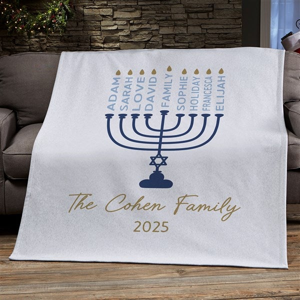 Hanukkah Menorah Personalized Blanket - 48937