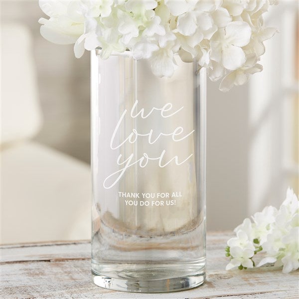 Love You Engraved Glass Flower Vase  - 48993