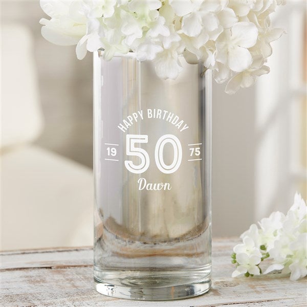 Modern Birthday Engraved Glass Vase - 49000