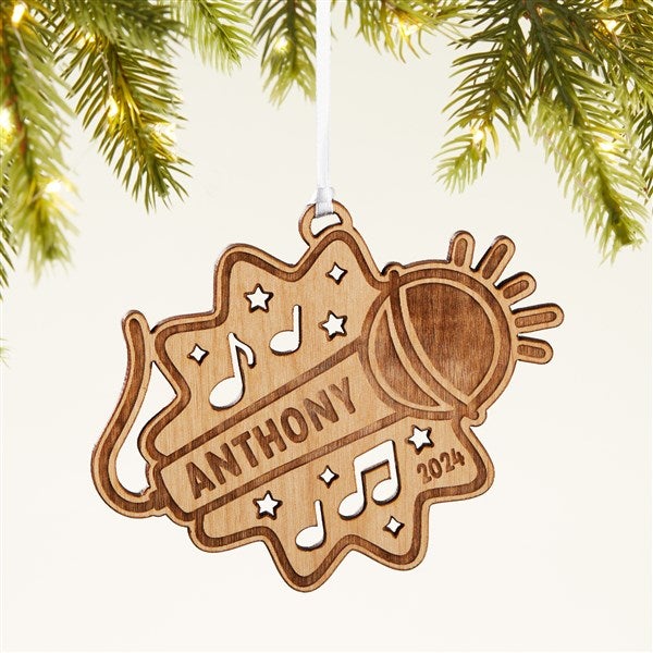 Music Microphone Personalized Wood Ornament - 49067