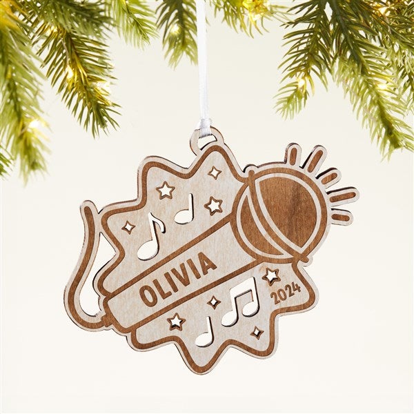 Music Microphone Personalized Wood Ornament - 49067