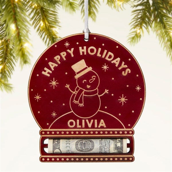 Snowman Personalized Money Holder Wood Ornament - 49069