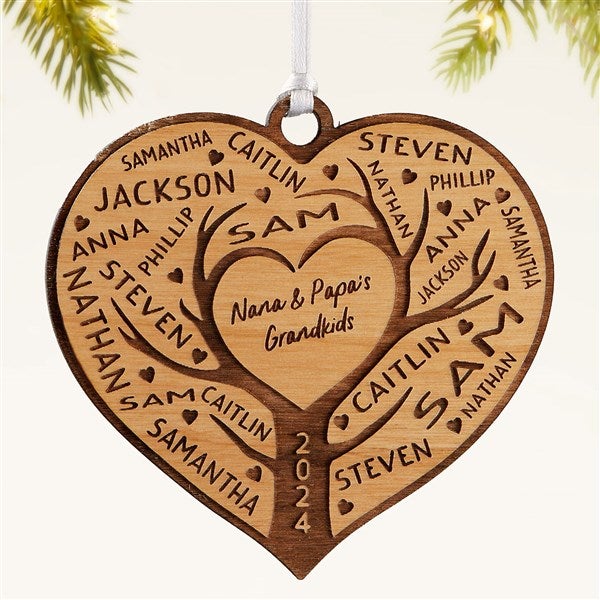 Family Tree of Love Personalized Wood Ornament - 49070