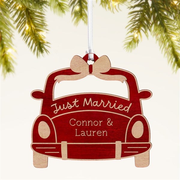 Just Married Personalized Wood Ornament - 49075