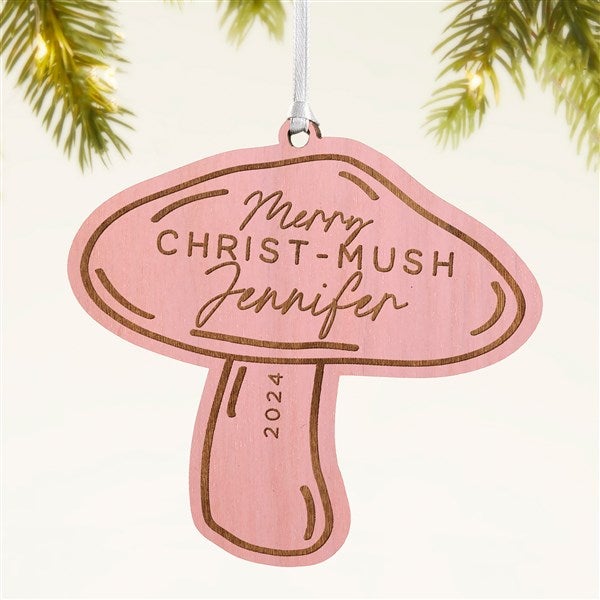 Merry Christ-Mush Personalized Mushroom Wood Ornament - 49078