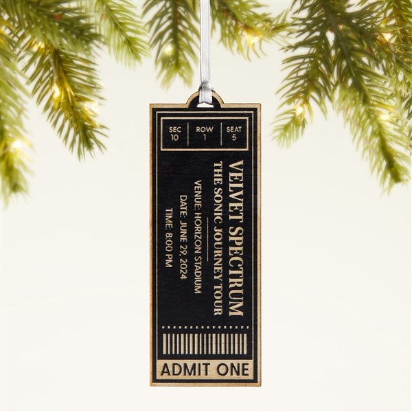 Favorite Concert Ticket Personalized Wood Ornament - 49081