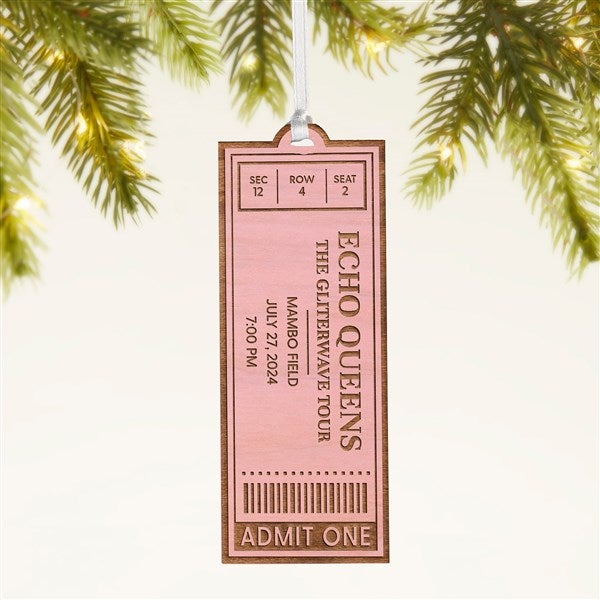 Favorite Concert Ticket Personalized Wood Ornament - 49081