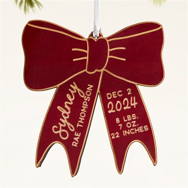 Baby Bow Personalized Wood Ornament - 49082