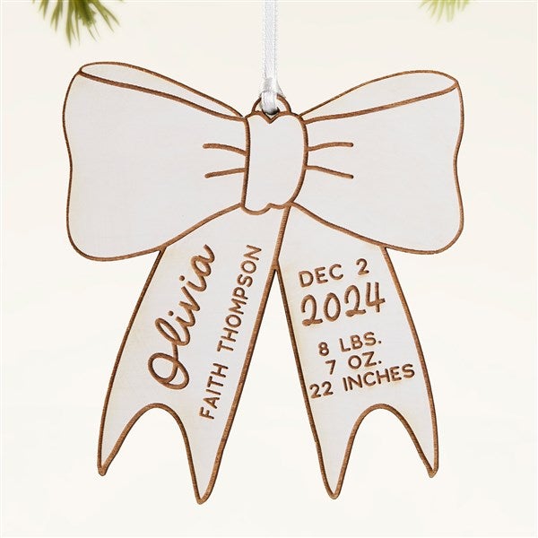 Baby Bow Personalized Wood Ornament - 49082