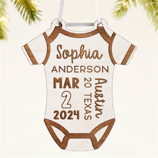 Baby Bodysuit Personalized Wood Ornament - 49083